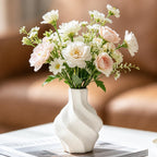 nawaza Ceramic Flower Vase Home Decor,4.9 inch Small Ceramic White Vase Farmhouse Decorative Table Vases Living Room Coffee Desk Kitchen Bathroom (Swirls)