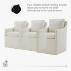 KISLOT Upholstered Dining Chairs with Casters, No Assembly Modern Accent Armchair with Rollers for Dining Room, Bedroom, Living Room, Reading Room, Already Assembled, Beige, 2 Box
