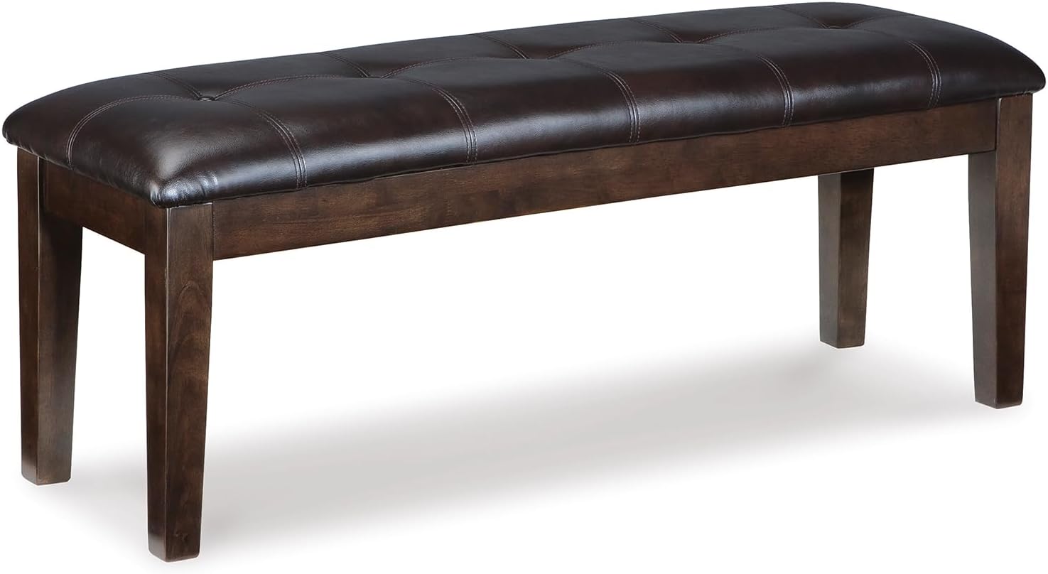 Signature Design by Ashley Haddigan Traditional Upholstered Dining Room Bench, Dark Brown
