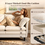 KYJ 69 Inch Small Sofa, 3-Seater Loveseat Couch with Cloud 2 Layer Cushion, 22.8" Deep Seat, Oversized Pillows, Chenille Fabric, Compact for Small Spaces,Apartment, Living Room, Studio, Office, Beige