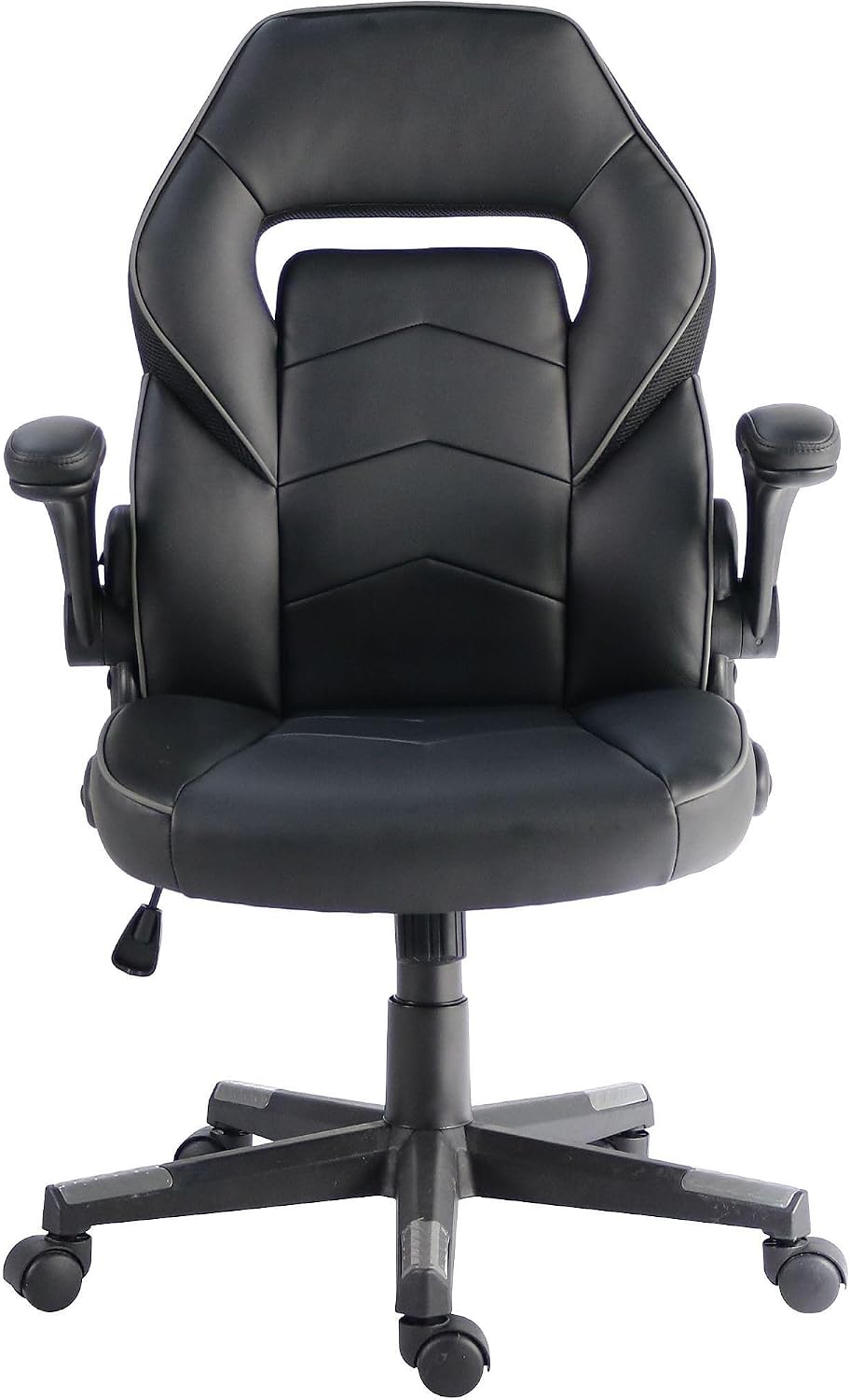 NuSparc SpawnSafe Gaming Chair, Adjustable Height, Flip-up Armrests, 360° Swivel, Black/Grey