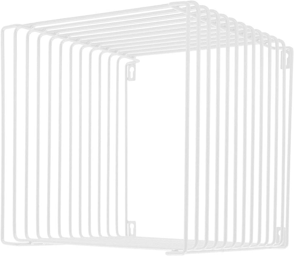 Square Geometry Retro Side Table, 11.8in Iron Multi-Purpose Side Table Square Cage End Tables Industrial Night Stand for Living Room Bedroom, Load Capacity 264.55lb (White, 11.8×11.8×11.8in)
