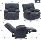 Oversized Rocker Recliner Chair, Wide Rocker Chair with Adjustable Backrest Footrest, Lazy Boy Oversized Recliner for Adults, Reclining Sofa for Living Room, Reading, Bedroom, Blue Black