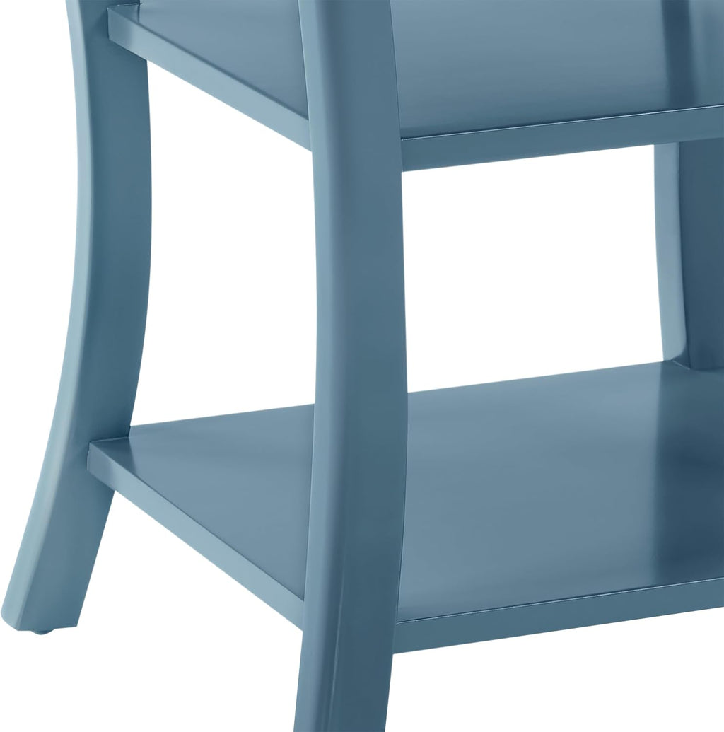 OSP Home Furnishings Golden Side Table with Lower Shelves, Solid Wood Construction, Square with Curved Legs, Blue Finish