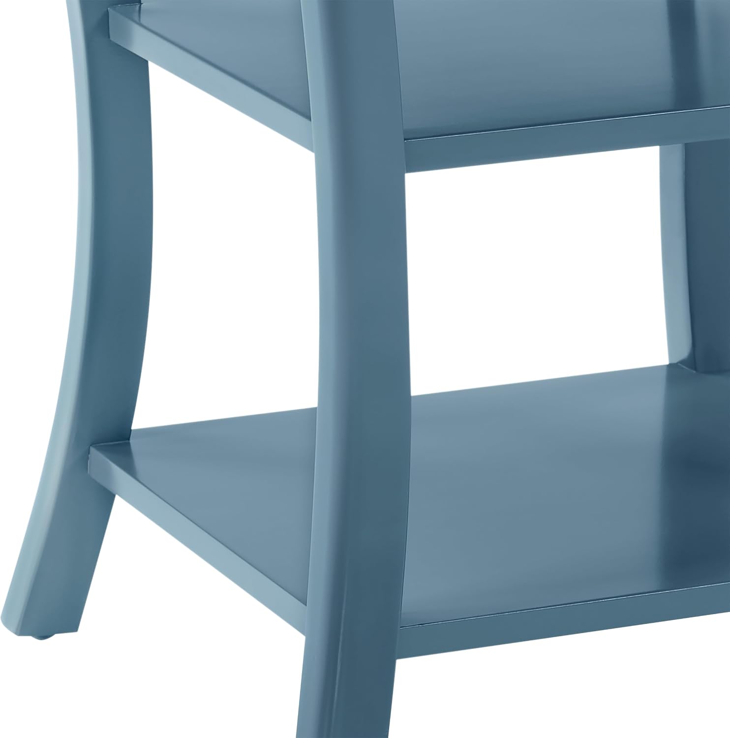 OSP Home Furnishings Golden Side Table with Lower Shelves, Solid Wood Construction, Square with Curved Legs, Blue Finish