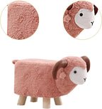 Cartoon Animal Stool for Children, Non-Slip Footrest Ottoman for Indoor Use, Pink