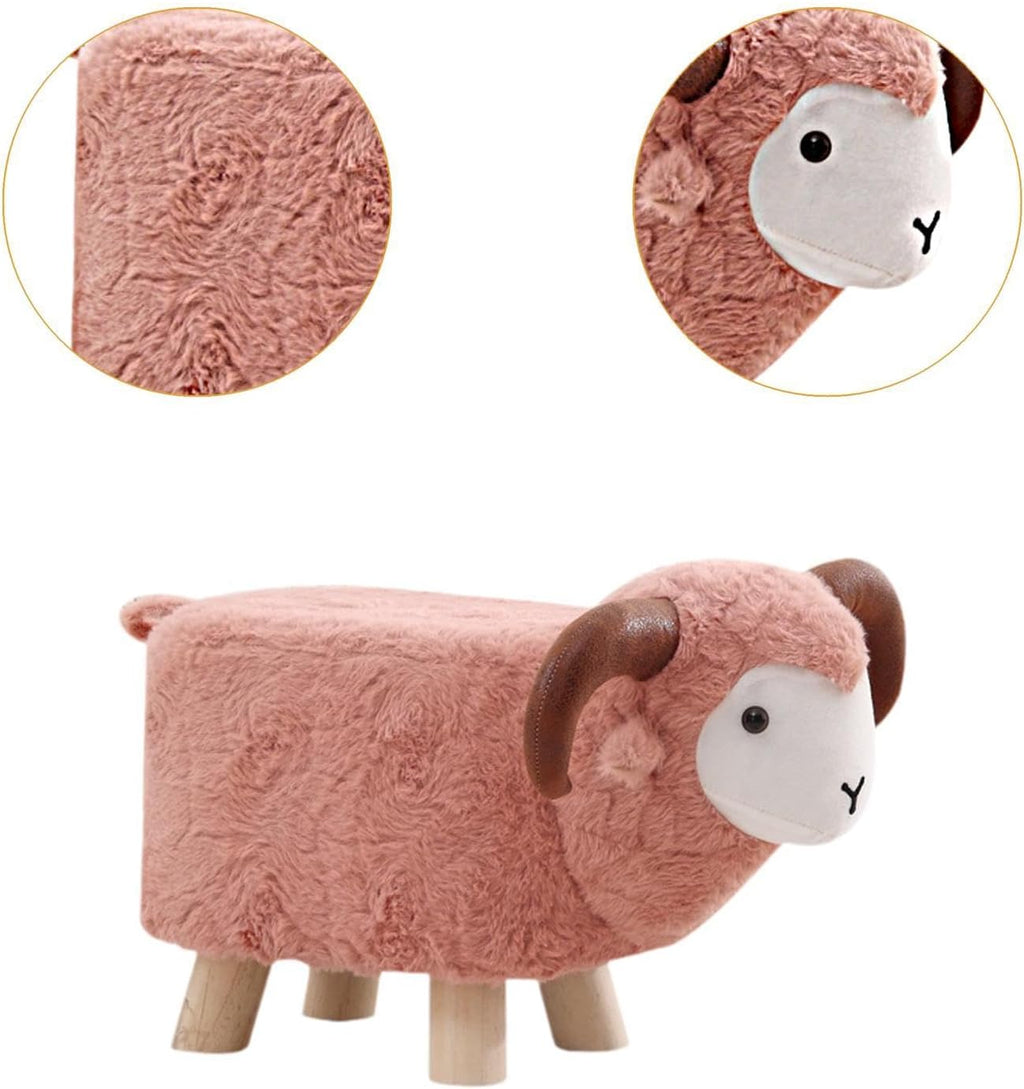 Animal Footstool Footrest Ottoman Home Decor Kids Stool for Outdoor Guest Rooms Indoor, Pink