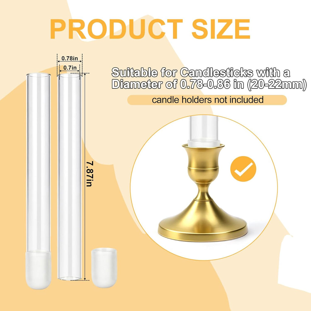 CGBE Glass Bud Vases for Flowers: 6 Pack 7.9" Base Vase for Taper Candle Holders - Skinny Vases for Flowers with Silicon Case Fits Candlesticks Size 20-22mm - Candle Vases for Home Decor & Wedding