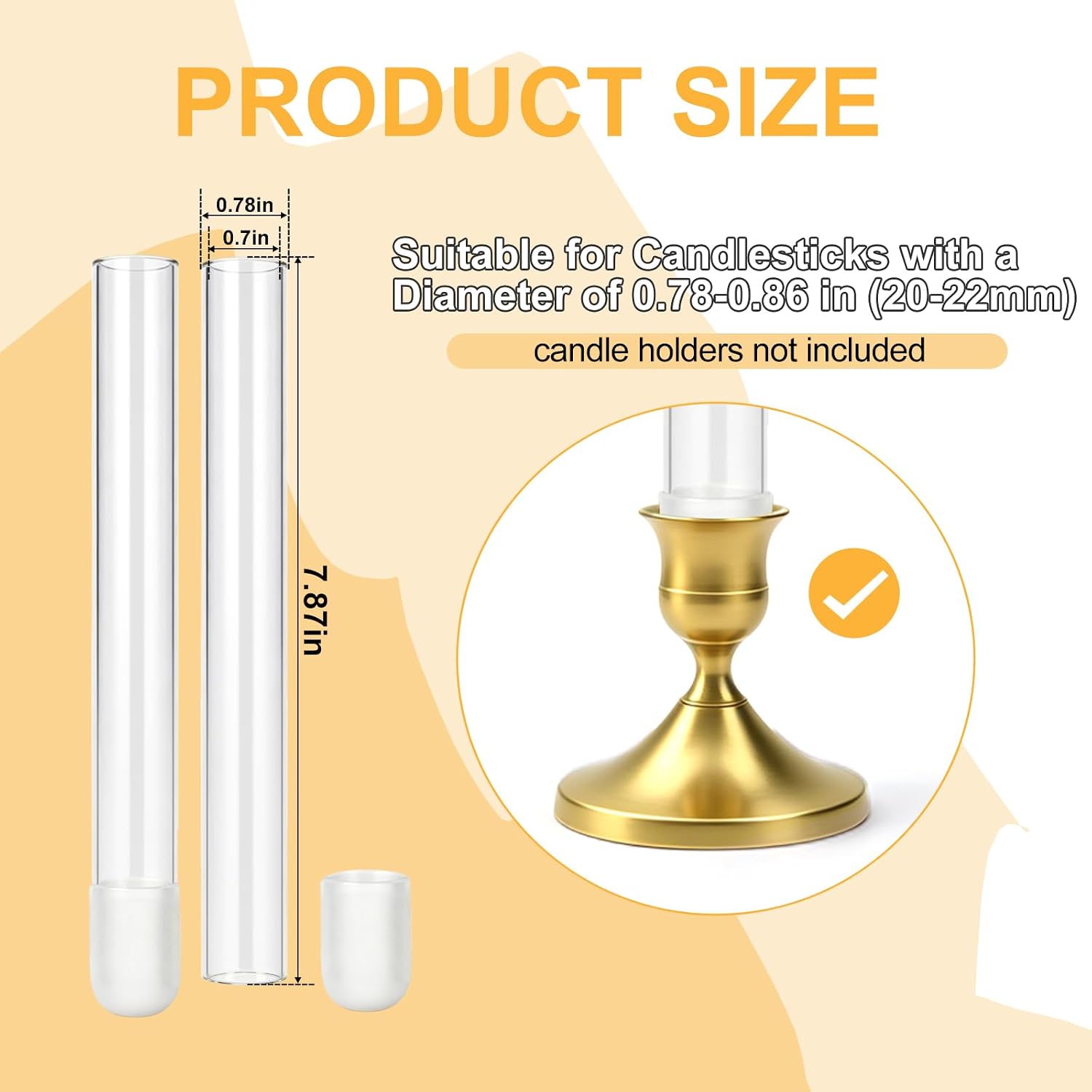 CGBE Glass Bud Vases for Flowers: 6 Pack 7.9" Base Vase for Taper Candle Holders - Skinny Vases for Flowers with Silicon Case Fits Candlesticks Size 20-22mm - Candle Vases for Home Decor & Wedding