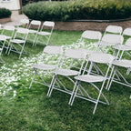 Plastic Folding Chairs, White, Steel Frame with Powder Coat Finish, 350 lb Capacity, Indoor/Outdoor, 4 Pack