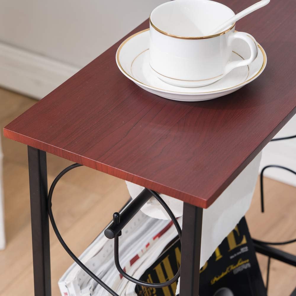 Bathroom End Table,Side Table for Couch and Bed,Multifunctional Bathroom Indoor Side Coffee Table,Snack Bedside End Tables Nightstand,Nightstand for Small Spaces, Living Room, Bedroom,Brown