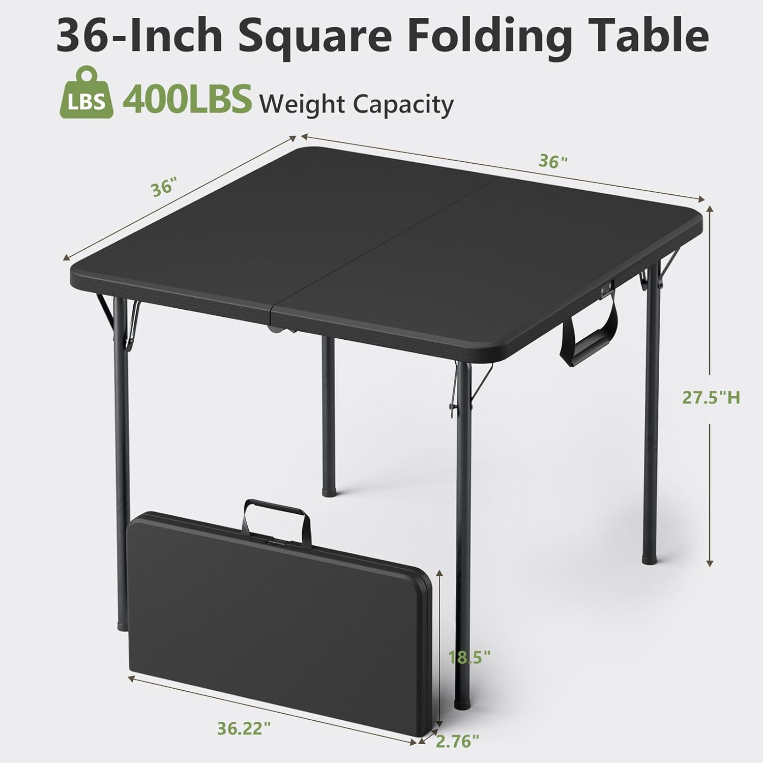 Folding Table and Chairs Set for 4, 36 Inch Foldable Card Table with Carrying Handle & 4 PU Leather Padded Folding Chairs, Portable Indoor Outdoor Dining Table Set for Picnic, Camping, RV, Game Night