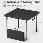 Folding Table and Chairs Set for 4, 36 Inch Foldable Card Table with Carrying Handle & 4 PU Leather Padded Folding Chairs, Portable Indoor Outdoor Dining Table Set for Picnic, Camping, RV, Game Night