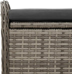Outdoor Patio Storage Bench with Cushion Gray 45.3"x20.1"x20.5" PE Rattan Weather-Resistant Seat for Garden Yard Porch Deck Relax