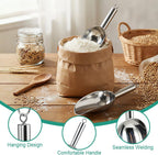 6 Oz Upgraded & Thickened Stainless Steel Ice Scoop, Kitchen Scooper for Ice Maker, Freezer, Bucket, Bar, Wedding, Pet Food - Sturdy, Rust-Resistant, Dishwasher-Safe