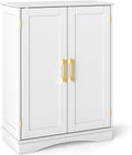 Tangkula Bathroom Floor Storage Cabinet, 31.5" H Freestanding Pantry Cabinet with 2 Doors and Adjustable Shelves, Kitchen Cupboard for Living Room, Dining Room, Bathroom (White, 31.5" H)