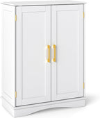 Tangkula Bathroom Floor Storage Cabinet, 31.5" H Freestanding Pantry Cabinet with 2 Doors and Adjustable Shelves, Kitchen Cupboard for Living Room, Dining Room, Bathroom (White, 31.5" H)