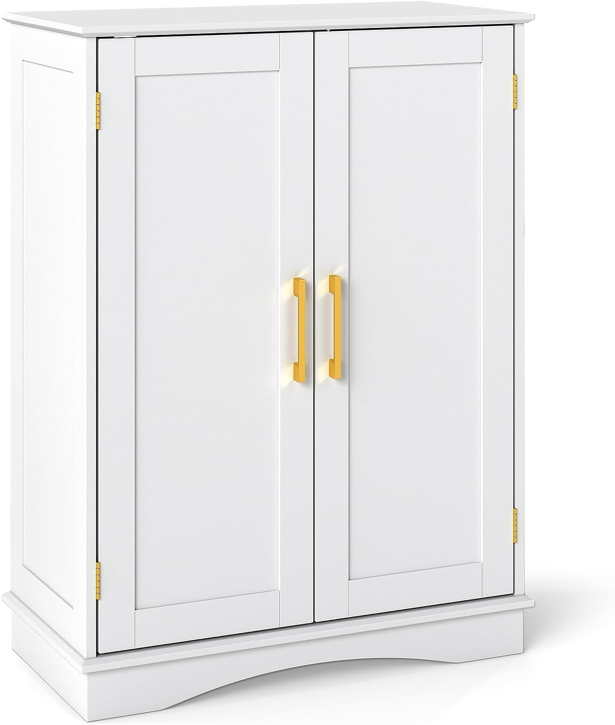 Tangkula Bathroom Floor Storage Cabinet, 31.5" H Freestanding Pantry Cabinet with 2 Doors and Adjustable Shelves, Kitchen Cupboard for Living Room, Dining Room, Bathroom (White, 31.5" H)
