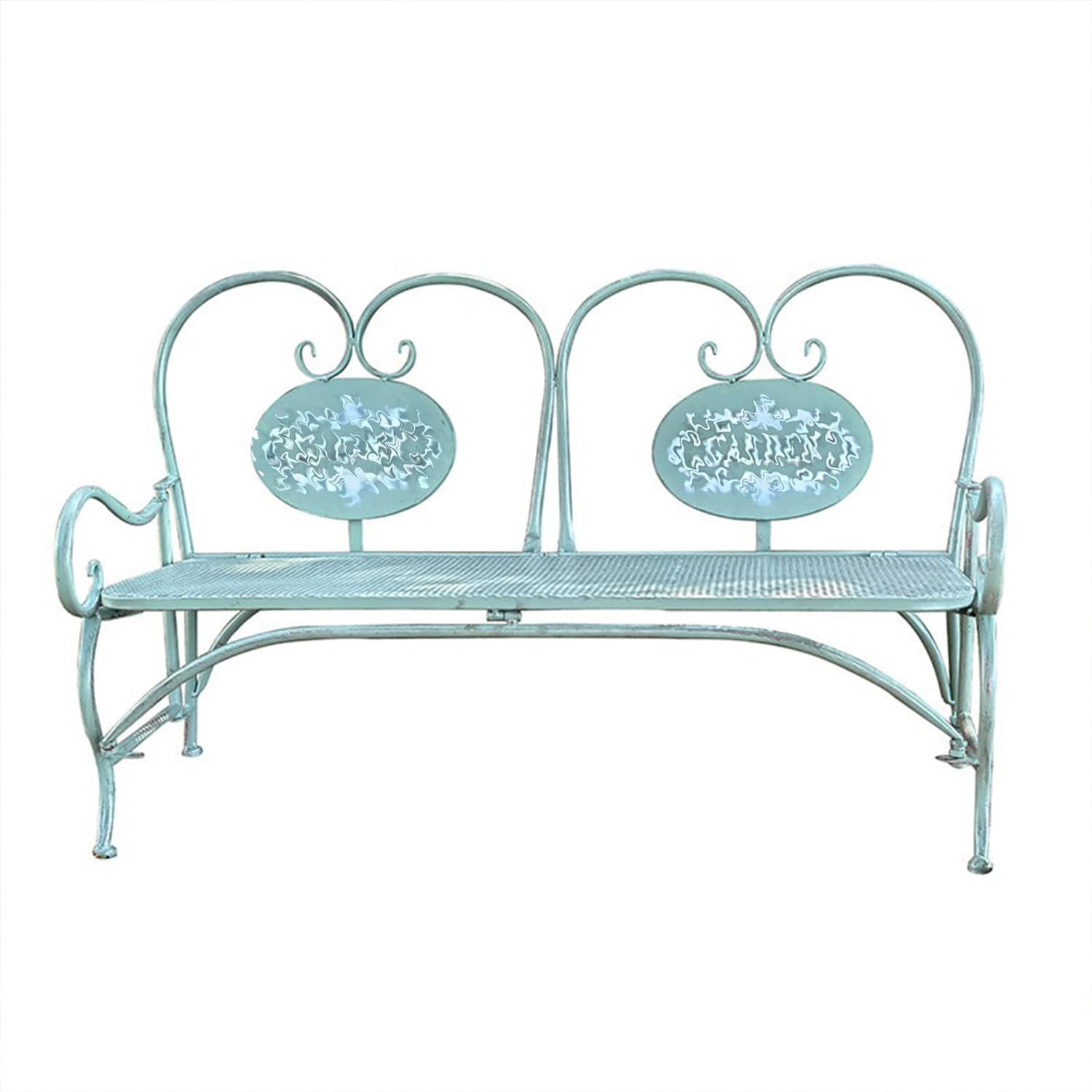 35.4" Outdoor Bench,Folding Benchs for Children,Patio Bench with Armrest,Cast Iron All Metal Frame Garden Benchs,Outdoor Bench Weatherproof for Front Porch Yard,White 1,35.4x21.6x9.4In