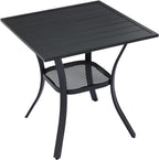 VICLLAX Small Square Outdoor Patio Table, All Weather Metal Outdoor Dining Table for Lawn Garden, 27.5"x 27.5" Patio Table for Outside, Black