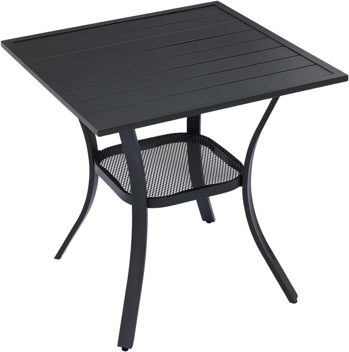 VICLLAX Small Square Outdoor Patio Table, All Weather Metal Outdoor Dining Table for Lawn Garden, 27.5"x 27.5" Patio Table for Outside, Black