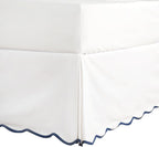 HIG Off White Chic Queen Bed Skirt - Easy Fit Scallop Edge Pleated Bedskirts, 14 Inch Drop Anti-Slip Dust Ruffle, Thick Fabric for Enhanced Privacy, Pre-Washed for Long-Lasting Use(N60022)