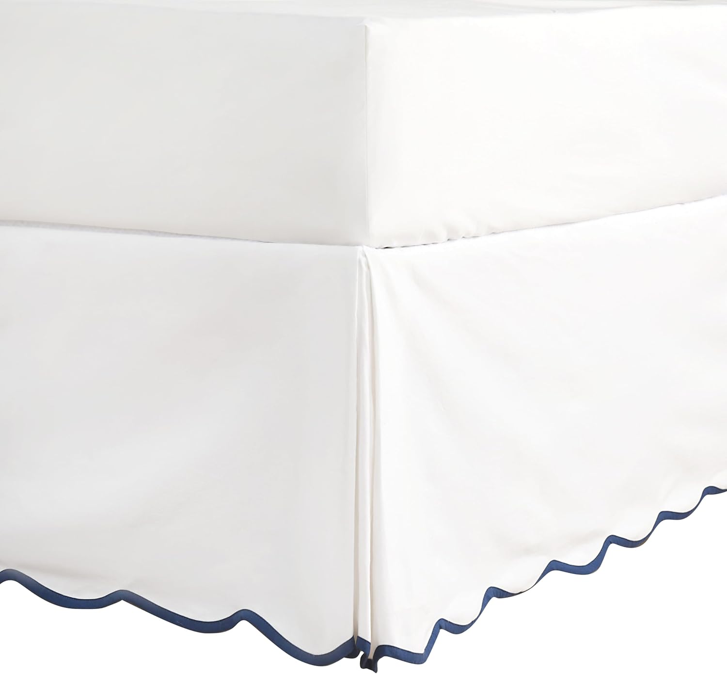 HIG Off White Chic Queen Bed Skirt - Easy Fit Scallop Edge Pleated Bedskirts, 14 Inch Drop Anti-Slip Dust Ruffle, Thick Fabric for Enhanced Privacy, Pre-Washed for Long-Lasting Use(N60022)