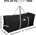 Heavy Duty Christmas Tree Storage Bag, Fits Up to 9 Ft. Tall Disassembled Trees, 25" H X 20" W X 65" L, Durable 600D Oxford Material, Heavy Duty Xmas Storage Container (Black)