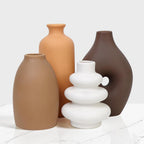 Ceramic Flower Vase Set Modern Farmhouse Decor Vases for Home Table Centerpiece - Rustic Flower Vases for Living Room Kitchen Shelf Mantle Fireplace Bedroom Office Bathroom Dining Coffee Table Decor
