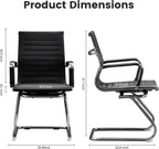 Office Guest Reception Chair Set of 4, Conference Room Chairs Waiting Room Chairs 4 Pack, Modern Leather Office Desk Chair No Wheels.（Black）