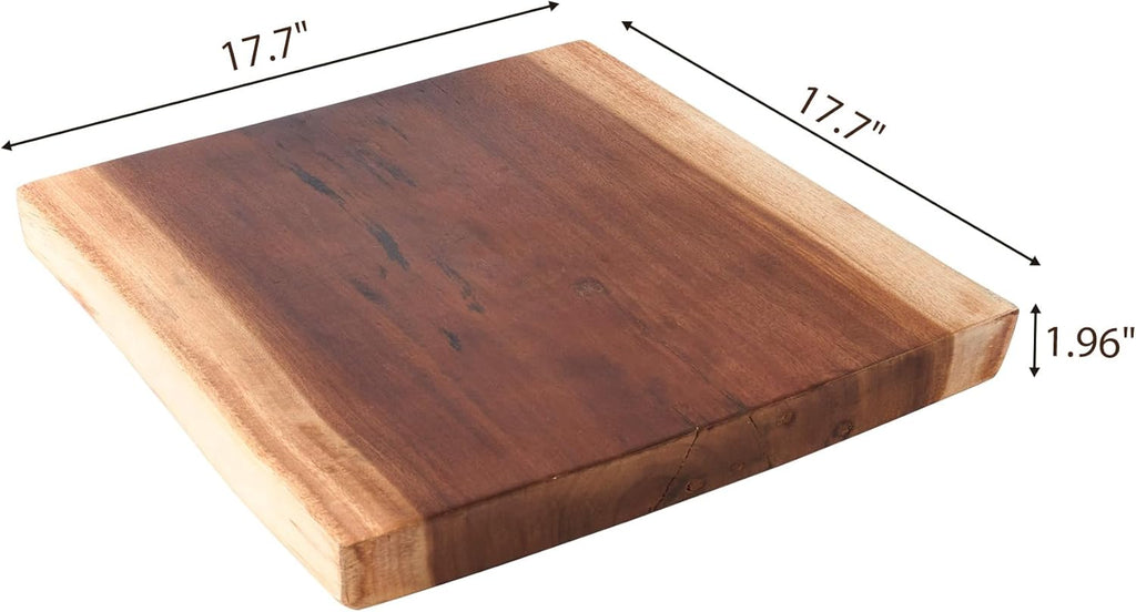 Square Teak Wood Slice Slab Side Table Top 17.7"x17.7"x1.96" Live Edge Raw Hand Crafted Root Plate Handmade Natural Wooden Board for Resin End Table Slab Untreated Wall Home Décor