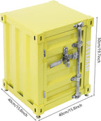 Industrial Wind Bedside Table, End Tables, Container Style Locker Wrought, Tinplate Bilayer Side Table, Metal Locker Nightstand with Combination Lock for Bedroom, Living Room, Office - Yellow