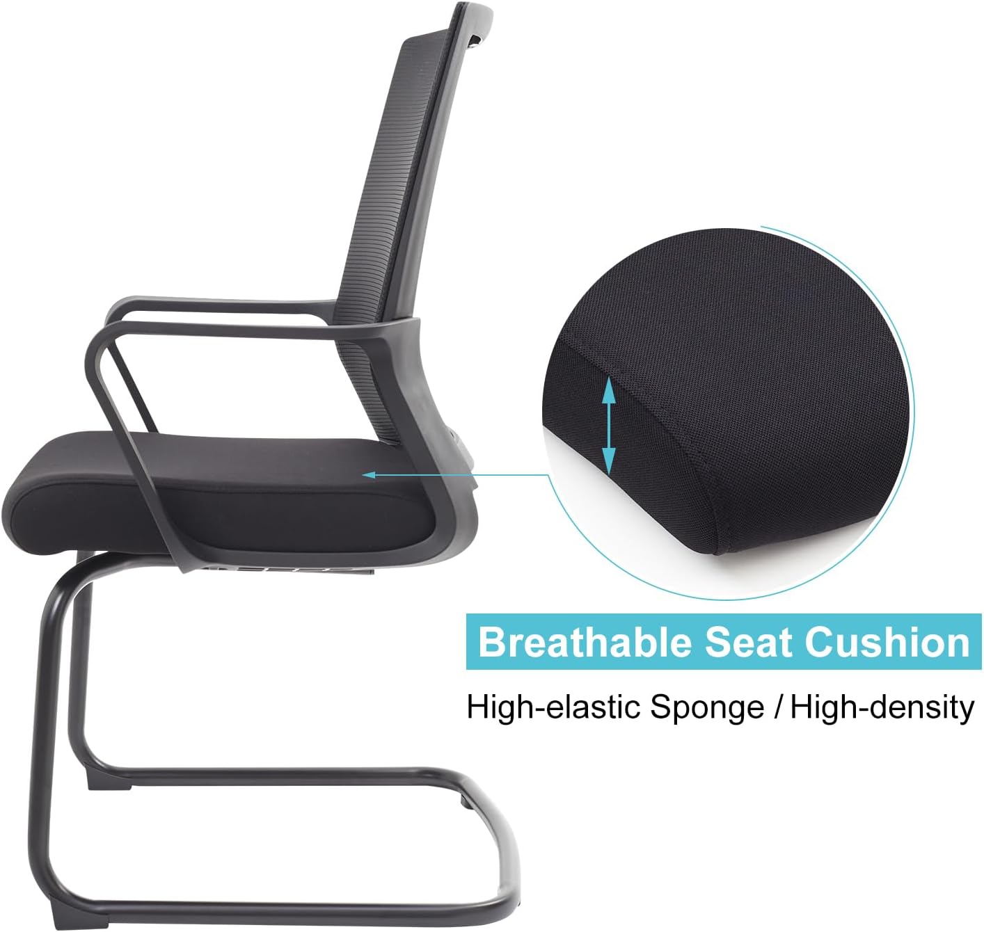 Office Guest Chairs Mid Back Reception Chairs Set of 4 Computer Side Chair with Lumbar Support for Home Waiting Area Conference Room Bedroom Carpet