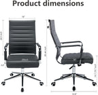 Office Desk Chair Leather, Conference Room Chairs with Wheels, Executive Modern High Back Ergonomic Swivel Rolling Ribbed Computer Chair