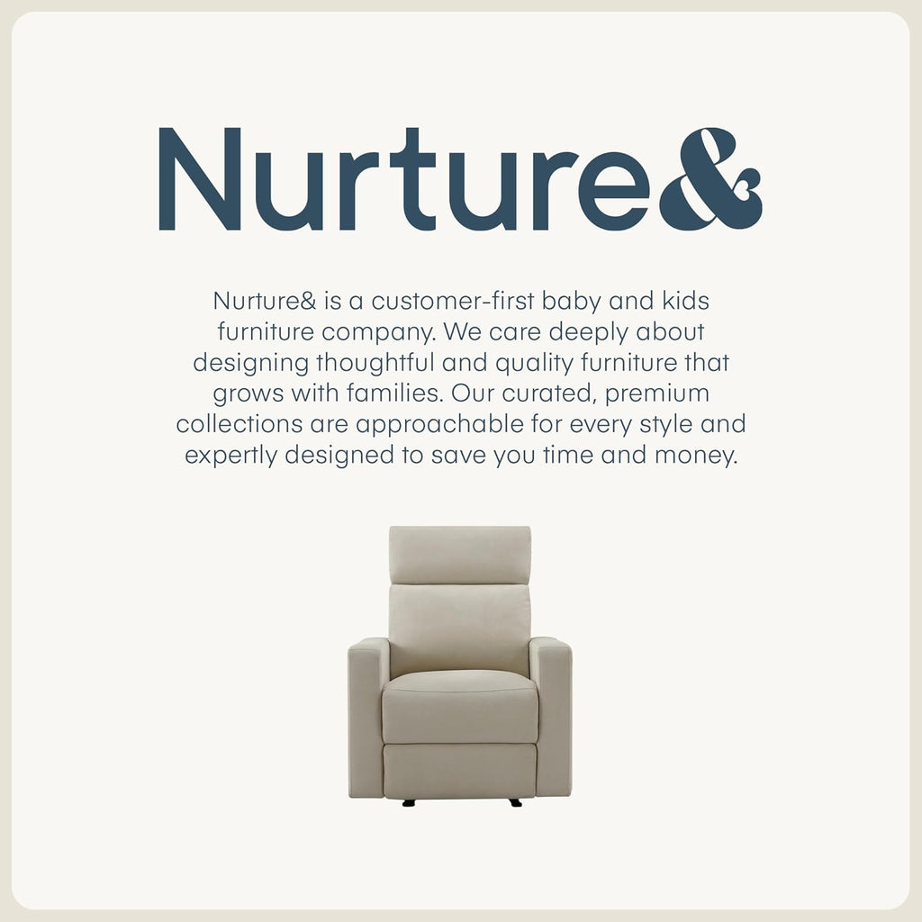 Nurture& The Glider Premium Power Recliner Nursery Glider Chair with Adjustable Head Support | Designed with a Thoughtful Combination of Function and Comfort | Built-in USB Charger (Ivory)