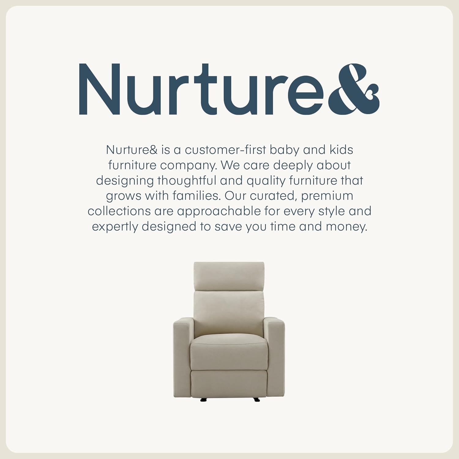 Nurture& The Glider Premium Power Recliner Nursery Glider Chair with Adjustable Head Support | Designed with a Thoughtful Combination of Function and Comfort | Built-in USB Charger (Ivory)