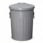 Plexon 2 Gallon Small Metal Trash Can with Lid Bathroom Garbage Can with Lid Bathroom Trash Can for Bedroom Office Kitchen Indoor Waste Basket, Round Powder Coated Gray Bucket