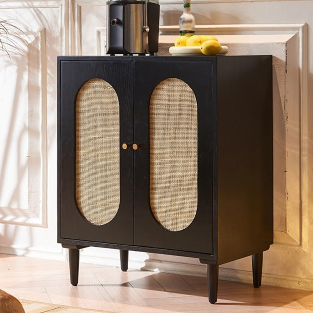Entryway Cabinet Wooden Storage Cabinet Modern Sideboard Rattan Dining Sideboard Living Room Small Entrance Tea Cabinet Sideboard Storage Cabinet