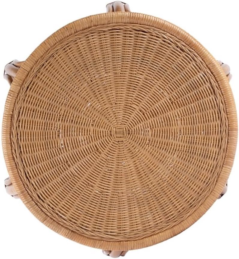 Beaumont Lane Round Woven Rattan End Table, Natural Finish, 28" W x 28" D x 24" H, Durable Rattan Construction, Open Weave Design, Eco-Friendly Living Room, Family Room or Sunroom Side Table