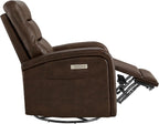 KISLOT Power Swivel Recliner Chair, Faux Leather Recliner 270° Rotation Modern Nursery Glider, Ergonomic Armrest & Side Storage Pocket, Comfortable Armchair for Living Room Bedroom & Nursery