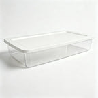41 Quart Under Bed Storage Containers, Clear, White, 2 Pack | Rigid Plastic, Snap-On Lid, Stackable, Flat Organizer Boxes