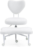 Ergonomic Meditation Chair with Lumbar Support, 360° Swivel Base and Adjustable Seat Cushion, Beige Teddy Fleece Upholstered for Yoga or Office, 300 lb Capacity