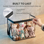 3 Pack Extra Large Clear Storage Bags with Zipper and Handles - Heavy Duty Waterproof PVC Storage Organizer for Clothes, Blankets, Bedding, Toys & Moving, Transparent Foldable (black, Large)