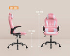 PC Gaming Chair Video Game Chair， Racing Style Office High Back Desk Executive PU Leather Rolling Task Swivel Computer with Lumbar Support Headrest,Pink