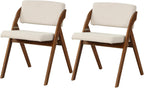 Byroce Folding Dining Chairs Set of 2, Non-Assembly Wood Kitchen Chairs with Upholstered Seat & Backrest, Portable Farmhouse Accent Furniture for Party, Wedding, Home Office, Walnut (1)
