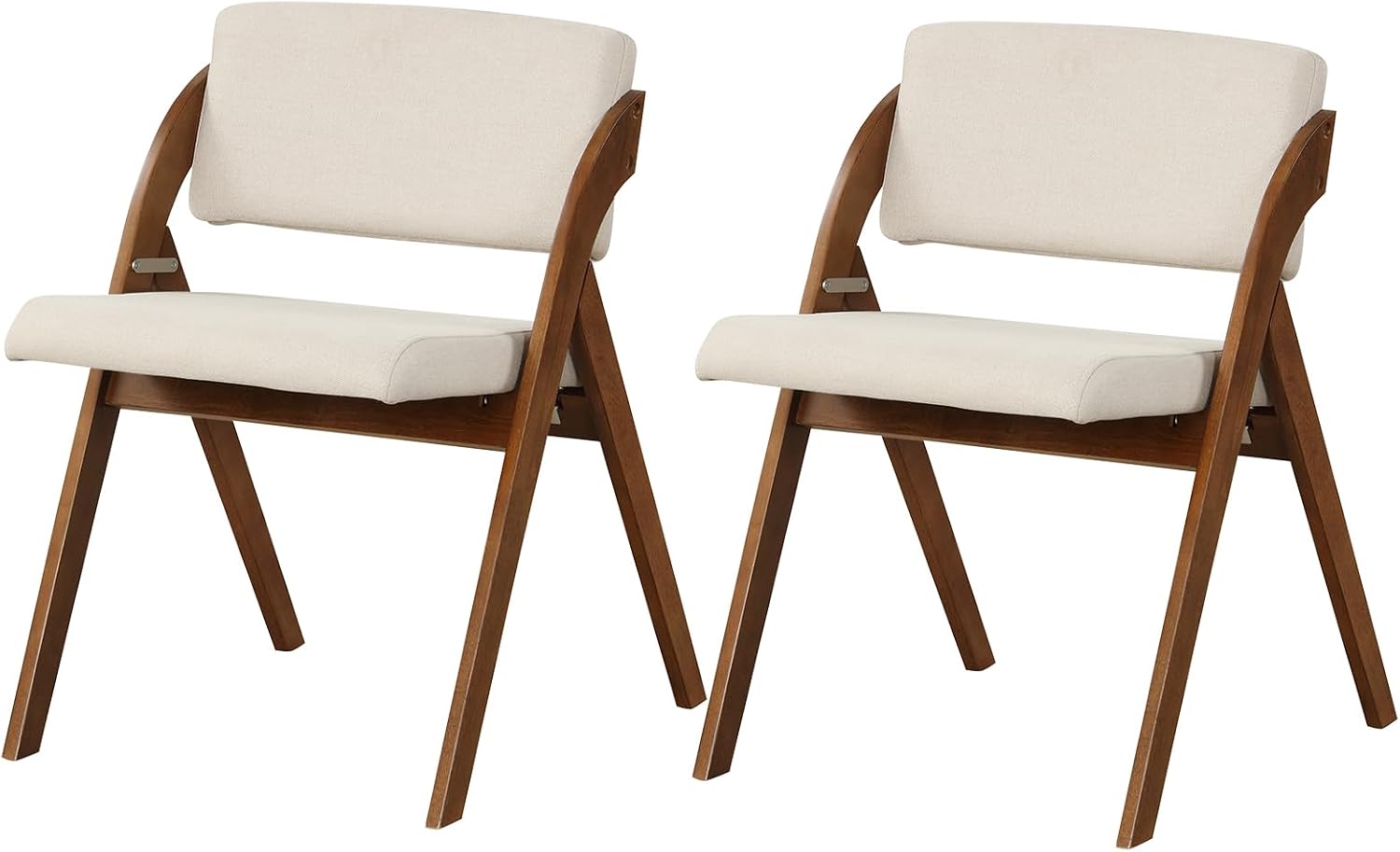 Byroce Folding Dining Chairs Set of 2, Non-Assembly Wood Kitchen Chairs with Upholstered Seat & Backrest, Portable Farmhouse Accent Furniture for Party, Wedding, Home Office, Walnut (1)