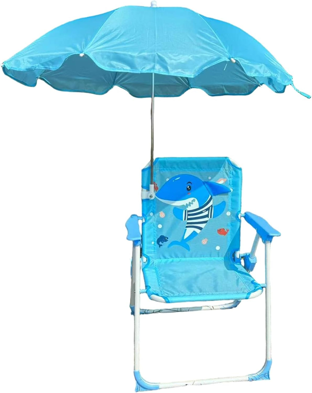 Kids Beach Chair with Umbrella, Kids Beach Chair with Umbrella, Foldable & Detachable Portable Oxford Cloth Cute with Canopy for Outdoor Summer, Blue