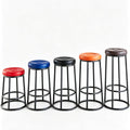 Bar Stools, Modern Dining Chair, Commercial Stainless Steel Stool, Office Three-Ring High Chair, for Kitchen Island, Corporate Reception(Black,58cm/23in)