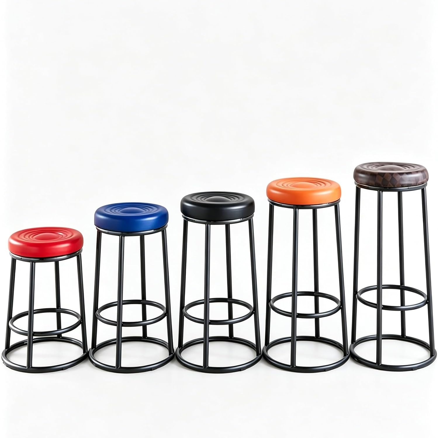 Bar Stools, Modern Dining Chair, Commercial Stainless Steel Stool, Office Three-Ring High Chair, for Kitchen Island, Corporate Reception(Black,58cm/23in)