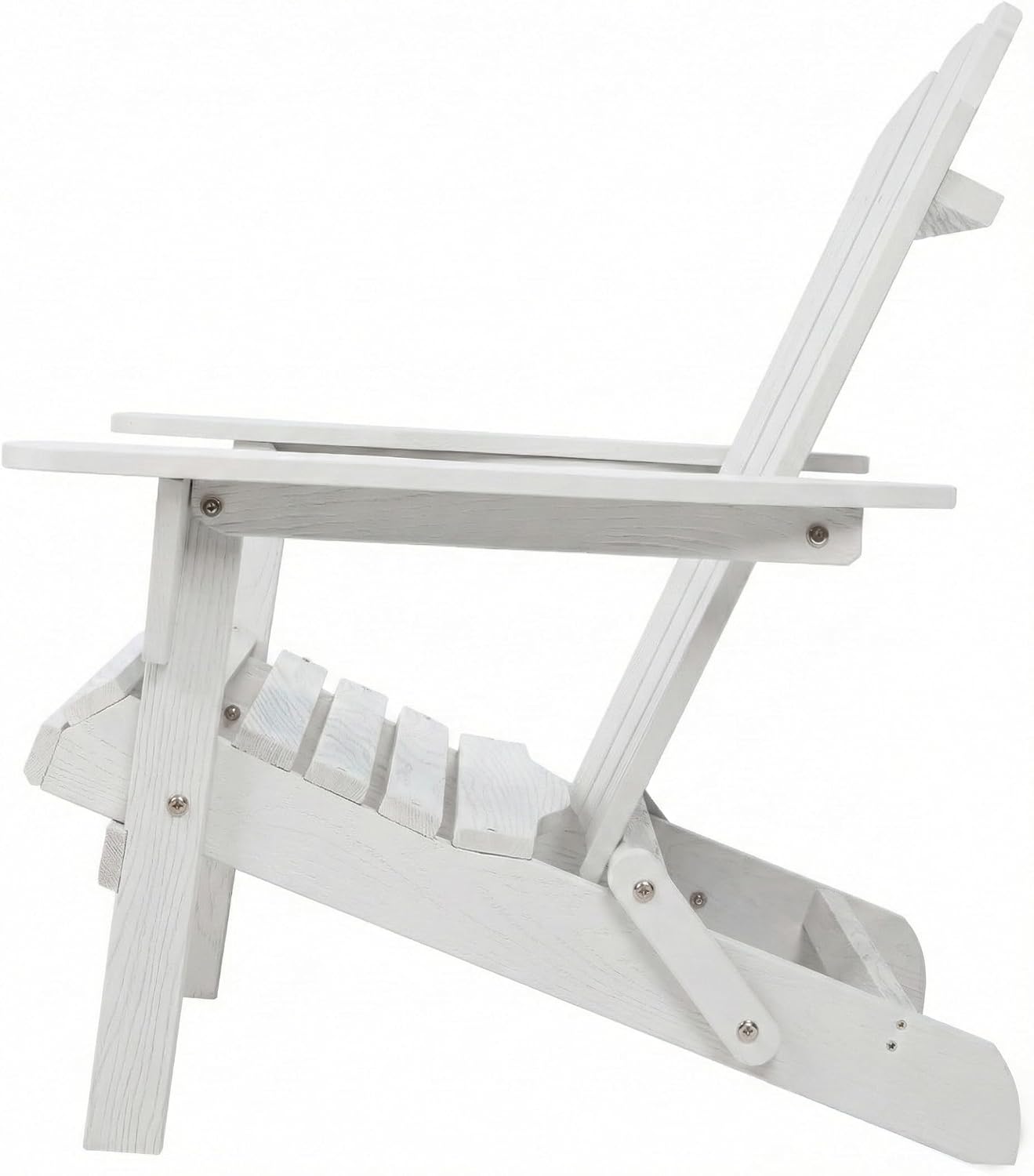WILLIAMSPACE Adirondack Chairs Set of 2, Solid Wood Outdoor Folding Embossed Adirondack Chair Oversized Wooden Lounge Patio Chair for Garden, Poolside, Backyard, Beach, Easy Assembled (White)